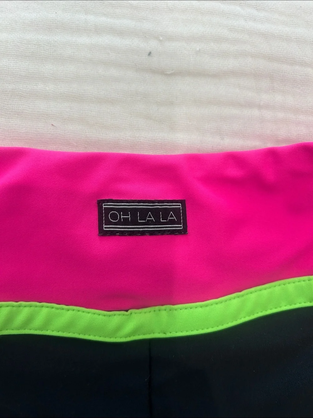 OH LALA   Dance Shorts with Pink Waistband and Neon Green Trim